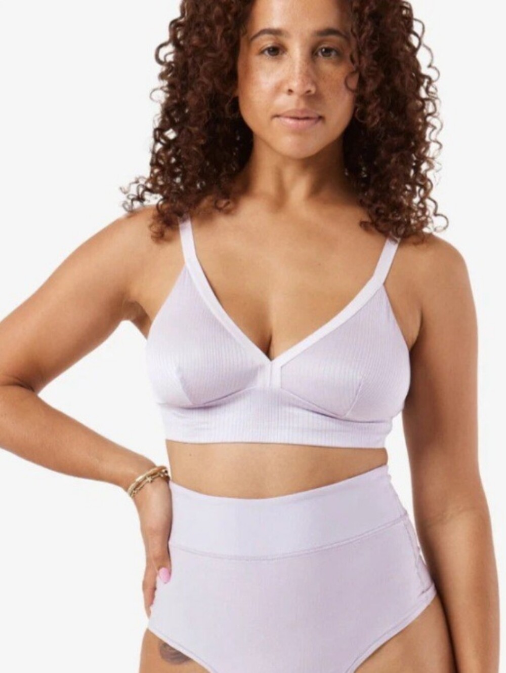 Bodily Effortless Ribbed Wireless Bralette in Light Lavender